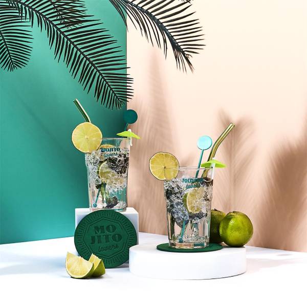 Cocktailset Mohito 10er-Set Grün - Glas - Metall - 26 x 26 x 12 cm