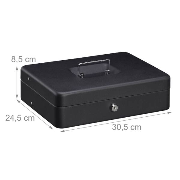 Geldkassette mit Euro Münzzählbrett Schwarz - Silber