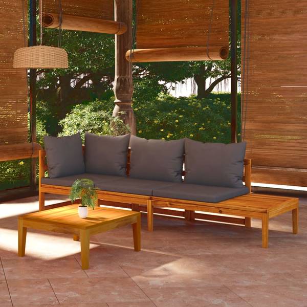 Garten-Lounge-Set 3014466-2 (3-teilig) Grau - Polyester - Akazie - 64 x 29 x 64 cm