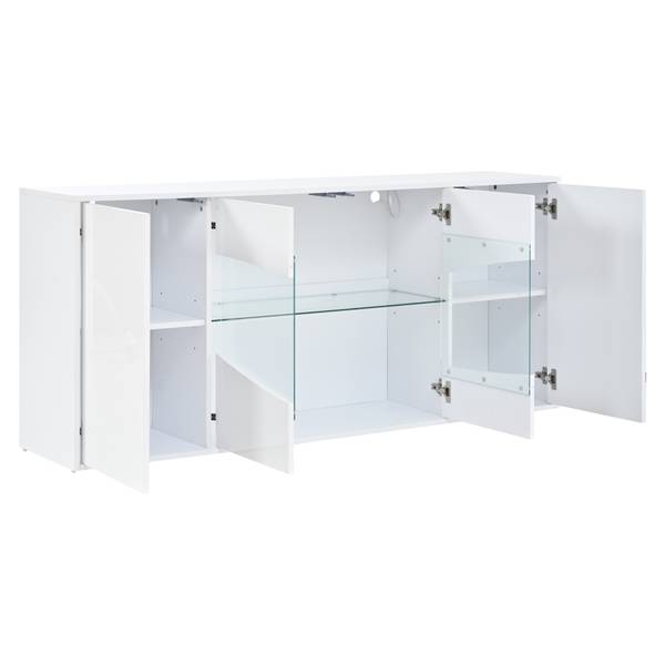 Sideboard Electra Ⅱ Weiß - Holzwerkstoff - Glas - 160 x 70 x 35 cm