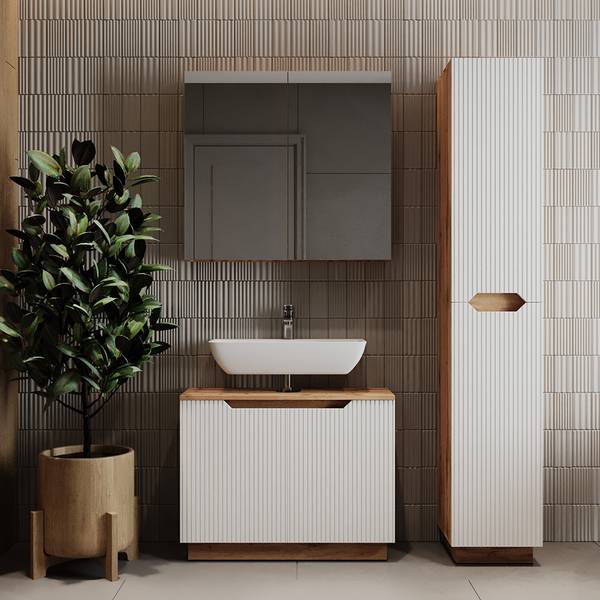 Badkamermeubelset Lotta 59553 wit - plaatmateriaal op houtbasis - 80 x 63 x 32 cm