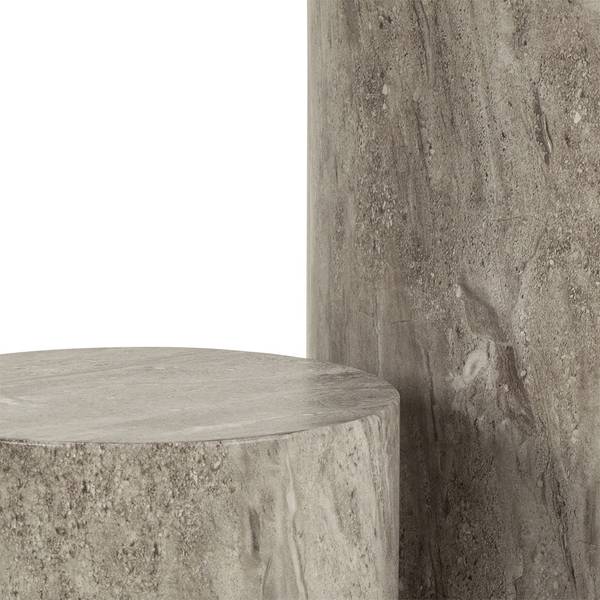 Dobbelstenen salontafel grijs - deels massief hout - 34 x 70 x 34 cm