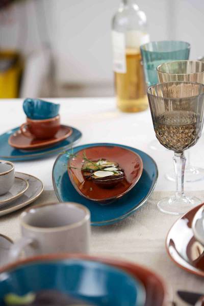 Servierschalen-Set Taste 2-teilig Grau - Porzellan - 2 x 2 x 2 cm
