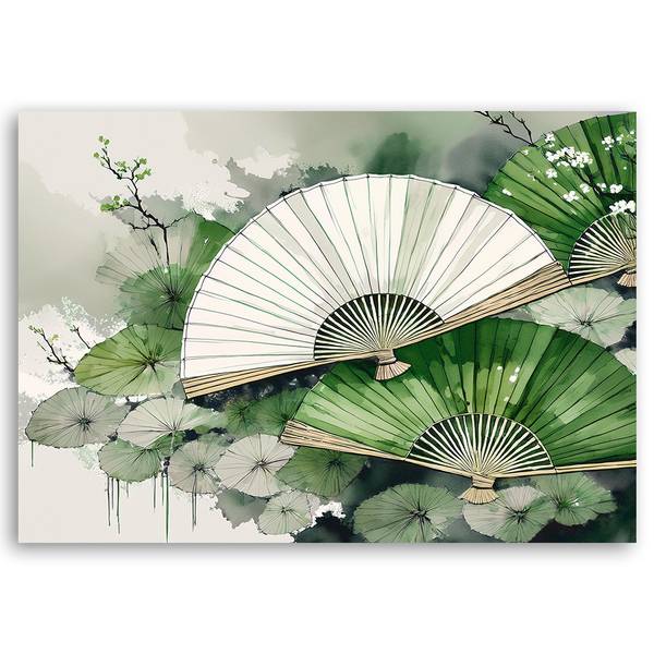 Tableau déco éventail japonais 90 x 60 cm