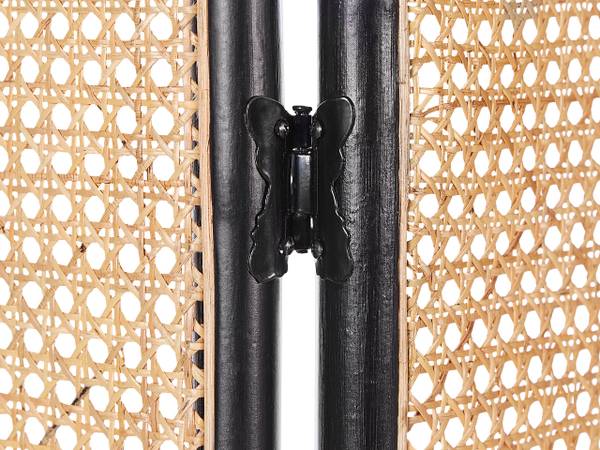 Paravent POTENZA Schwarz - Blau - Braun - Rattan - 105 x 180 x 3 cm