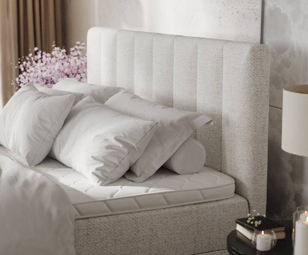 Boxspringbett LUSSO mit Stauraum Neve Creme - Liegefläche Breite: 200 cm