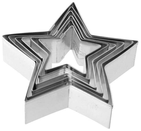 Dr. Oetker Ausstecher 6er Set Sterne Grau - Metall - 12 x 17 x 3 cm
