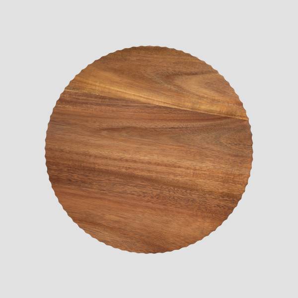 Servierplatte RILLET Beige - Metall - Massivholz - 34 x 9 x 34 cm