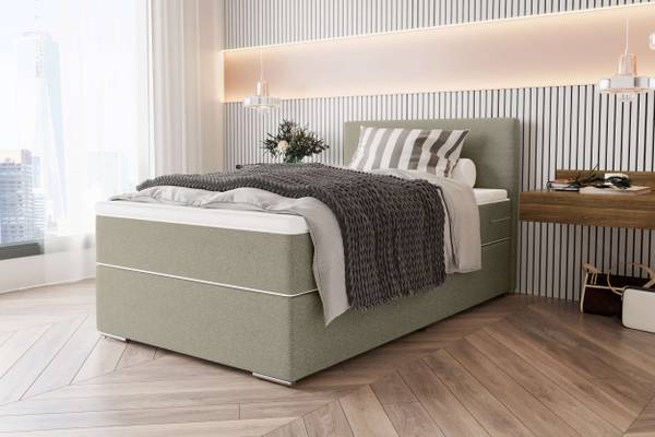 Boxspringbett Phönix Mini Beige - Webstoff - 106 x 103 x 209 cm
