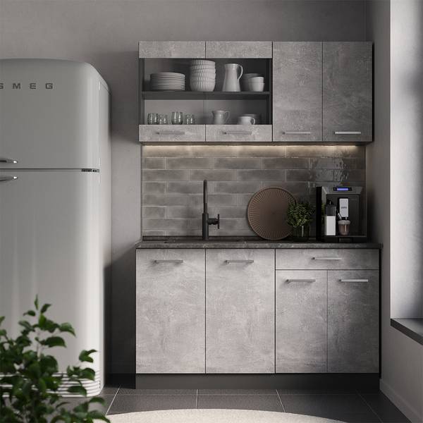 Meuble sous pente R-Line 58056 Anthracite - Imitation béton - Largeur : 80 cm