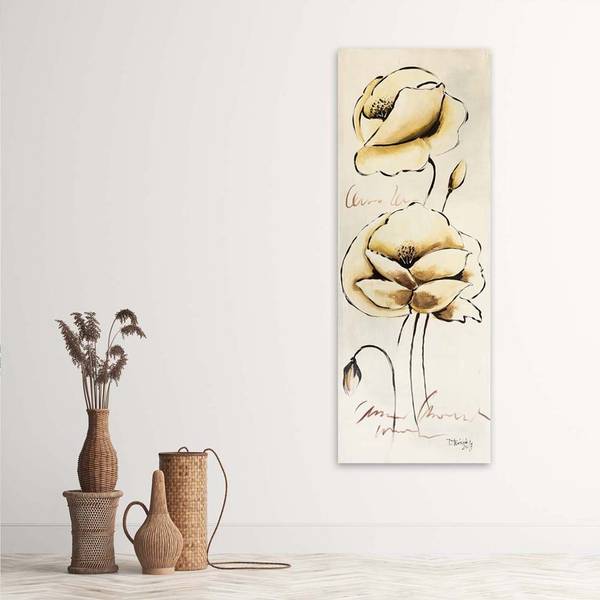 Tableau déco fleurs peintes 40 x 120 cm