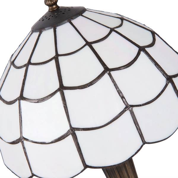 Tiffany Tischlampe Esmeralda Weiß - Glas - 25 x 43 x 25 cm