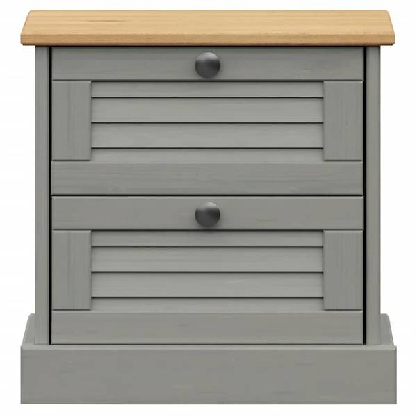 Nachttisch M639578 Grau - Massivholz - 35 x 42 x 42 cm