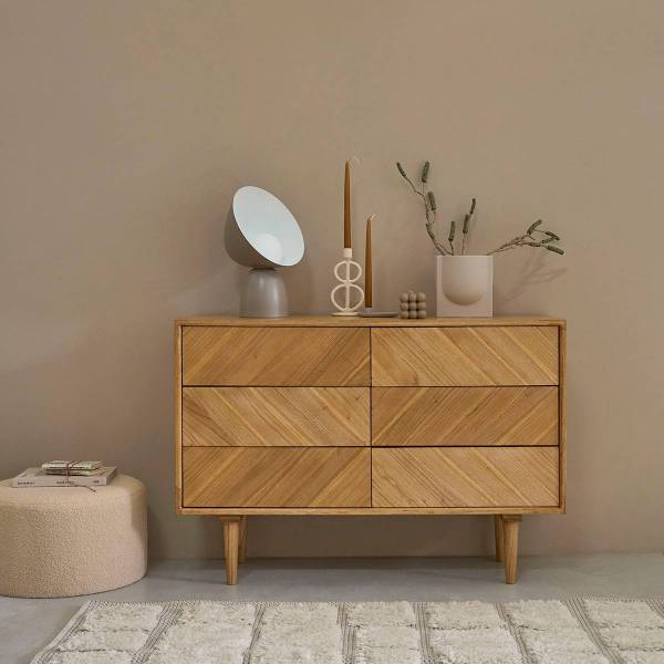 Kommode PACÔME Beige - Massivholz - 120 x 83 x 40 cm