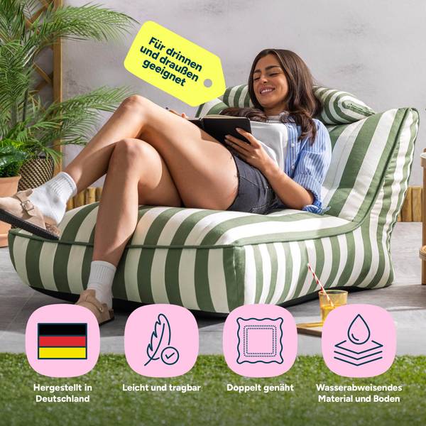 Outdoor Sitzsack Liege Nova Grün - Webstoff - 84 x 68 x 108 cm