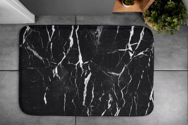 Badteppich Schwarze Murmel Schwarz - Polyester - 90 x 60 x 90 cm