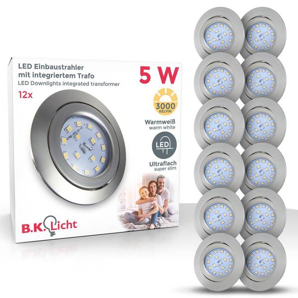 LED Einbauleuchten 6 Stk. 10-03-06-S Silber - ABS - 9 x 3 x 9 cm