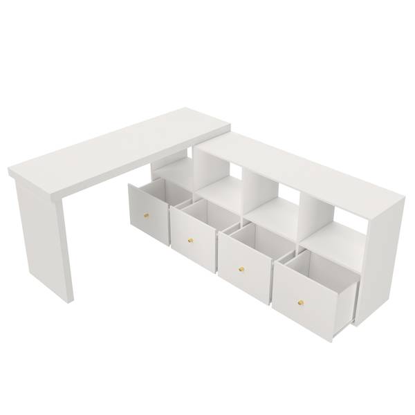 Hoekbureau CHANGLucy wit - plaatmateriaal op houtbasis - 140 x 78 x 120 cm