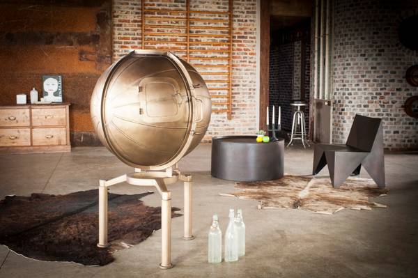 Bar Jules Vernes Gold - Metall - 90 x 138 x 81 cm