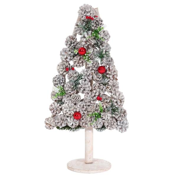 Decoratieve kerstboom M17 wit - populierenhout - 32 x 60 x 17 cm