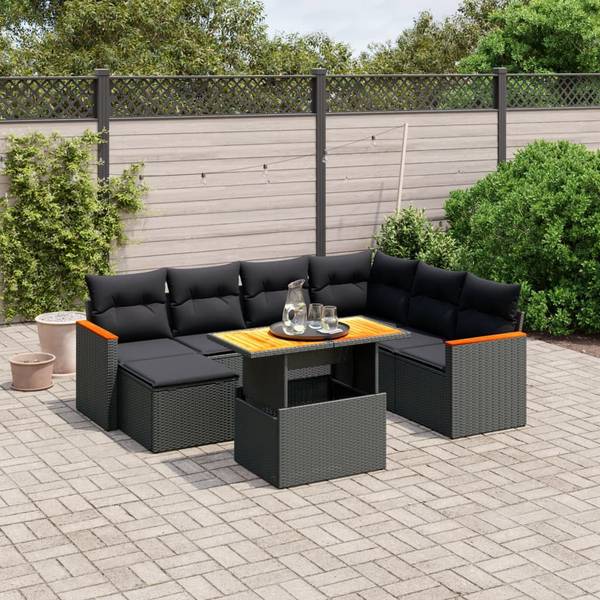 Loungeset 3037266 set van 8 zwart