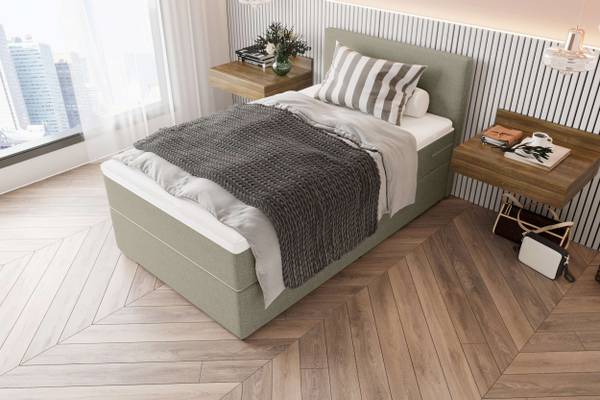Boxspringbett Phönix Mini Beige - Webstoff - 106 x 103 x 209 cm