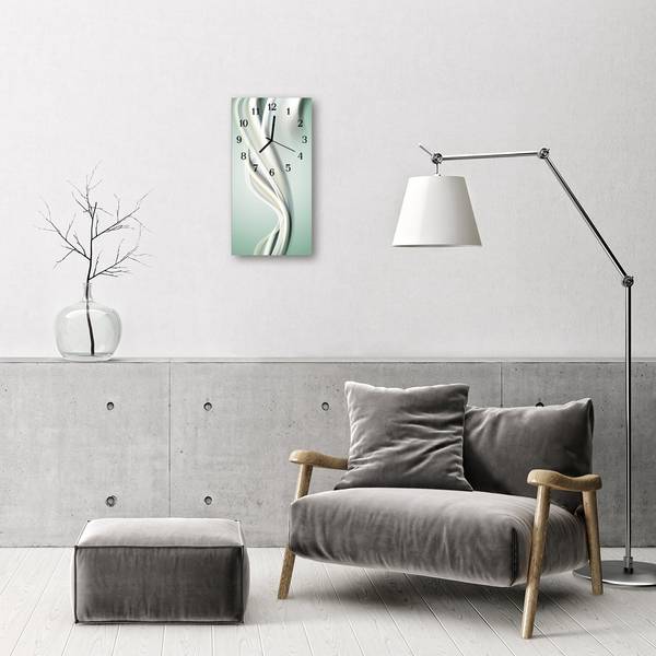 Wanduhr Muster Grau Grau - Glas - 30 x 60 x 1 cm
