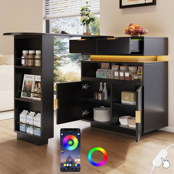 Bartisch QUASARRIFTZ Schwarz - Holzwerkstoff - 183 x 90 x 40 cm