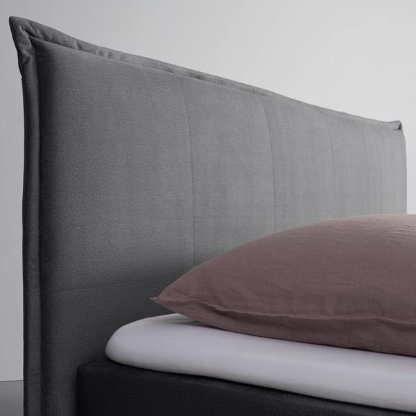 Boxspringbett LEONORA Grau - Massivholz - Textil - 202 x 115 x 212 cm