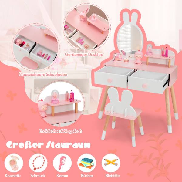 Kinder Schminktisch Set 21435670 Weiß - Holzwerkstoff - 78 x 110 x 37 cm