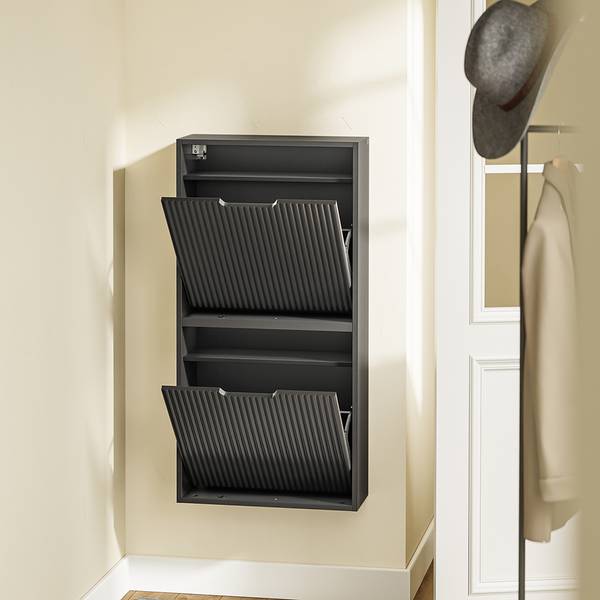 Schuhschrank FSR204-SCH Schwarz - Holzwerkstoff - 19 x 100 x 50 cm