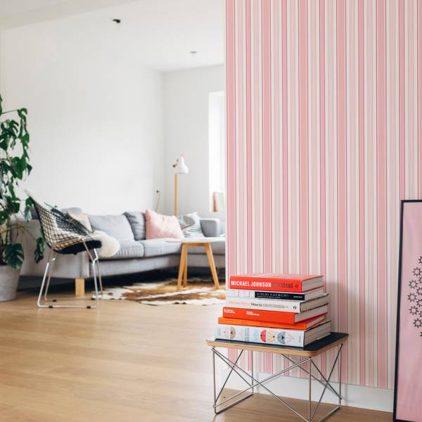 Tapete mit Streifen Izia Pink - Papier - 192 x 280 x 192 cm