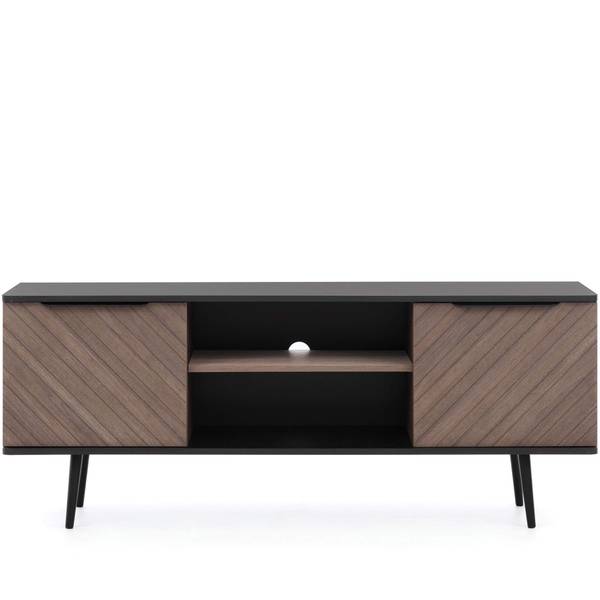 TV-Lowboard LANDI Schwarz - Braun - Aluminium - 150 x 60 x 41 cm