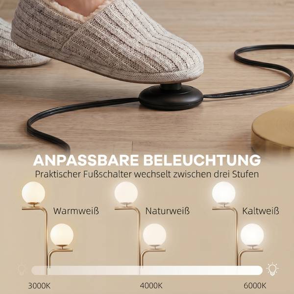 Stehlampe B31-654V90GD Gold - Stahl - Milchglas - 28 x 170 x 33 cm