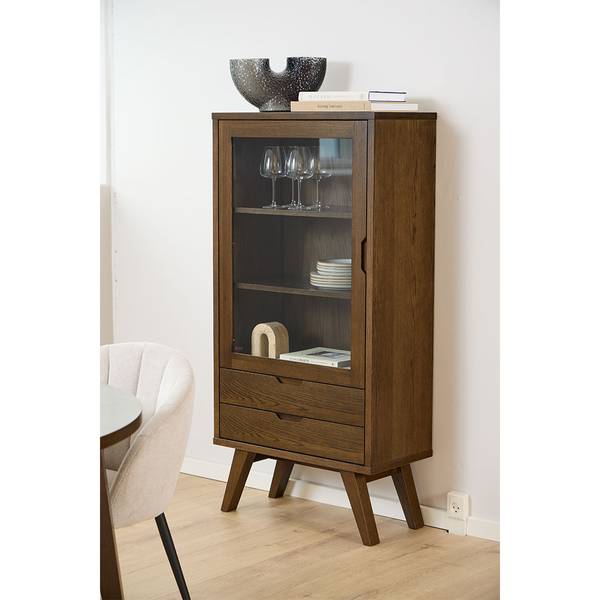 Vitrinenschrank A-Line Grau - Holz teilmassiv - 72 x 145 x 36 cm