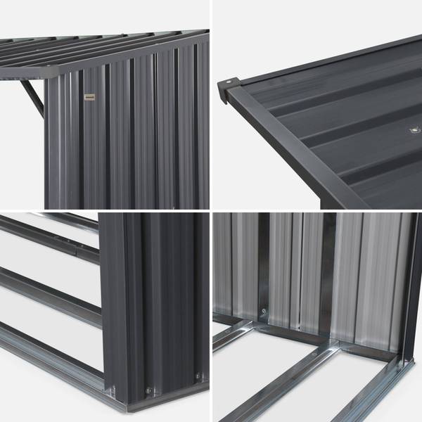 Kaminholzregal Epicea Grau - Metall - 215 x 155 x 80 cm