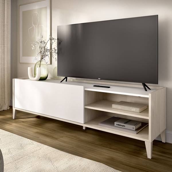 TV-Schrank Woodland Weiß - Holzwerkstoff - 155 x 50 x 43 cm