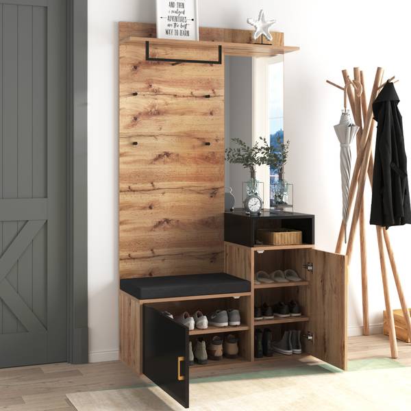 Garderobe Naks Braun - Holzwerkstoff - 104 x 190 x 39 cm