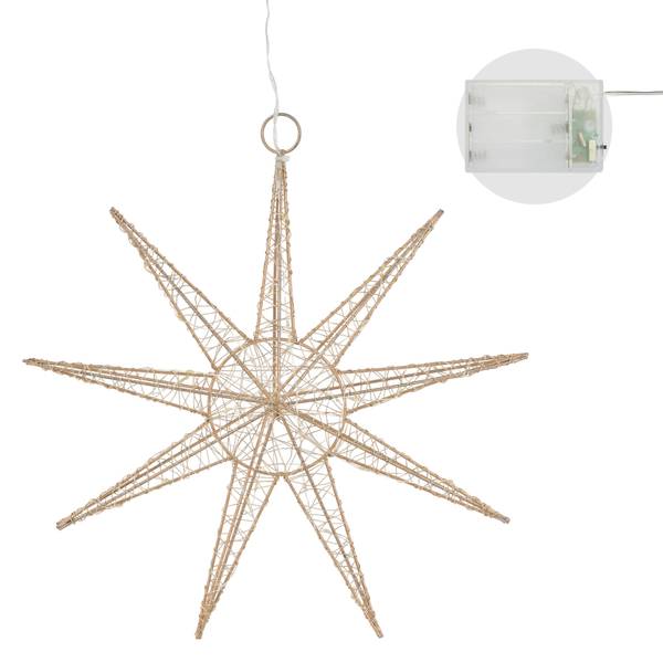 Weihnachtsstern mit warmweißen LEDs Gold - Metall - 30 x 30 x 6 cm