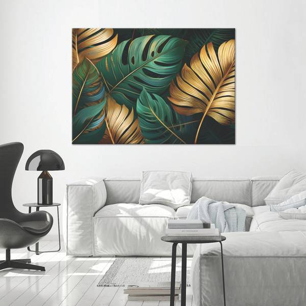 Tableau déco feuilles de monstera 90 x 60 cm