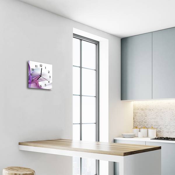 Wanduhr Abstrakt violett Violett - Glas - 30 x 30 x 1 cm