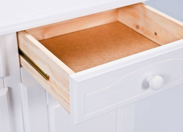 Sideboard mit zwei Türen und zwei Weiß - Massivholz - 88 x 198 x 43 cm