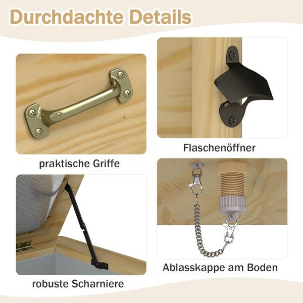 Getränkekühler ZB34789ZMDE Braun - Massivholz - 47 x 74 x 67 cm