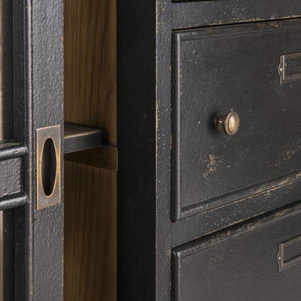 Sideboard AMSTERDAM Schwarz - Massivholz - 200 x 80 x 50 cm