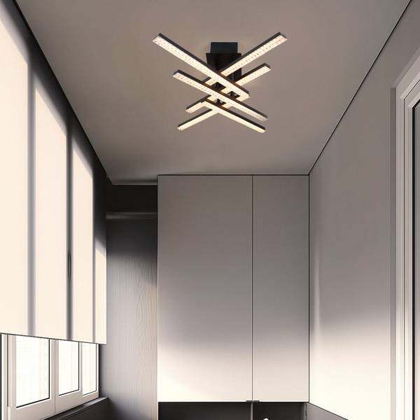 Plafonnier LED Kristallglanz Noir - Métal - 36 x 13 x 50 cm