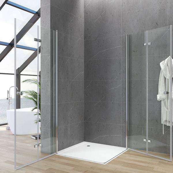 Duschkabine Eckeinstieg mit Falttüren 90 x 90 cm
