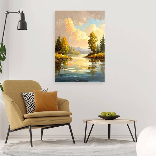 Wandbild see bäume landschaft natur 80 x 120 cm