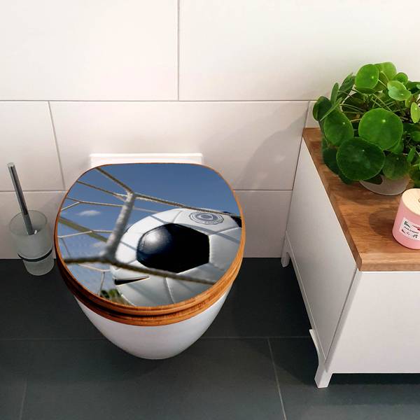 WC-Sitz mit Absenkautomatik Fußball Blau - Bambus - Holzwerkstoff - 38 x 5 x 49 cm