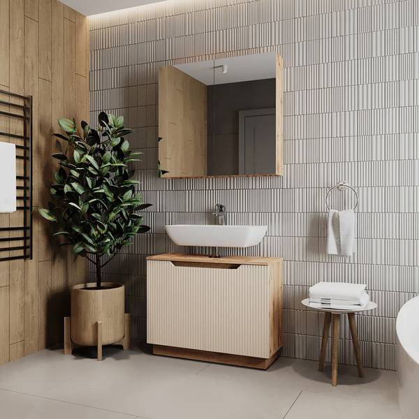 Meubles bain Lotta 59533 Beige - Cachemire - Imitation chêne dakota