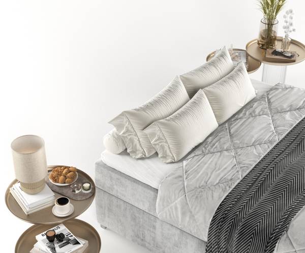 Premium Boxspringbett Reto Hellgrau - Liegefläche Breite: 160 cm